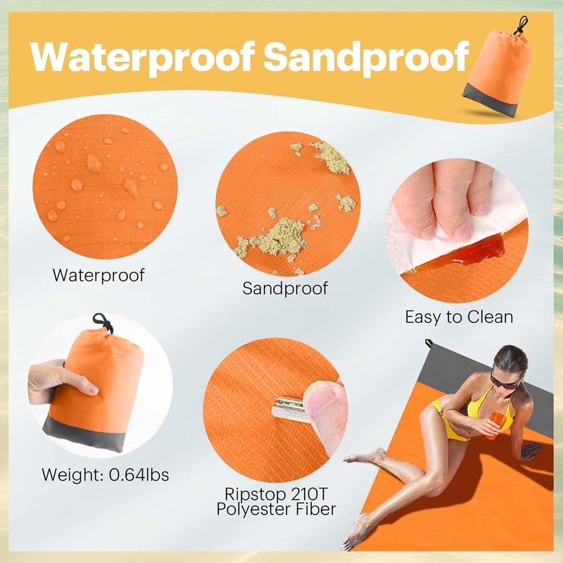 Easyfun Beach Blanket Sandproof Oversized, 79''×83'' Extra Large Beach Mat, Portable Picnic Mat for Travel Camping Hiking, Lightweight Beach Essentials Family Water Resistant Mat Nylon 210T - Image 4